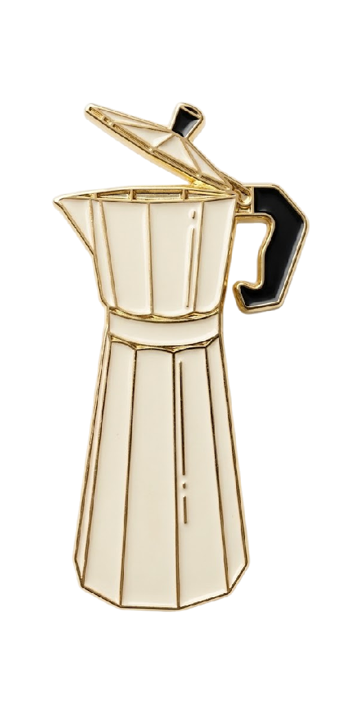 Pin Metálico Cafetera Moka Placca - Esmaltado al Horno y Metal Macizo