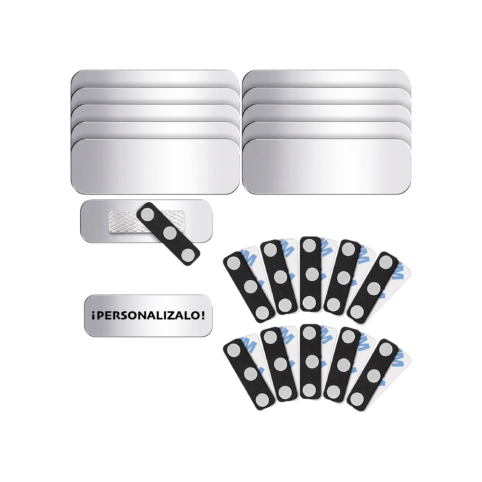 Pack Gafetes Acero Inoxidable (Broche Magnético)