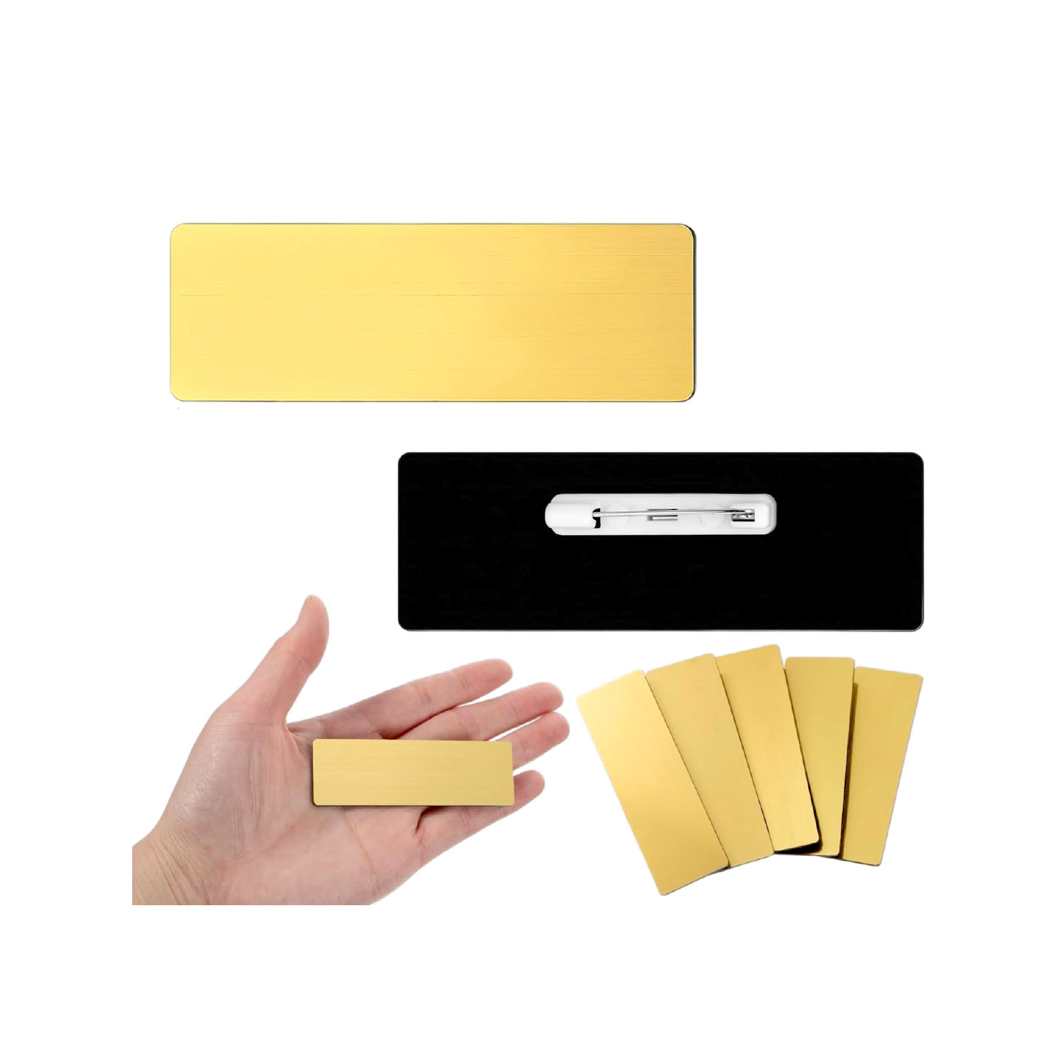 Pack Gafetes PVC Efecto Dorado (Gancho Nodriza)